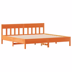 vidaXL Bed Frame with Headboard Bed Base Wax Brown 200x200 cm Solid Wood Pine - Additional view 6