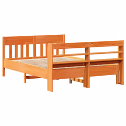 vidaXL Bed Frame with Headboard Wax Brown 150x200 cm King Size Solid Wood Pine - Additional view 5