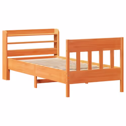 vidaXL Bed Frame with Headboard Bed Base Wax Brown 100x200 cm Solid Wood Pine