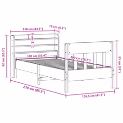 vidaXL Bed Frame with Headboard Bed Base Wax Brown 100x200 cm Solid Wood Pine