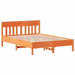 vidaXL Bed Frame & Headboard Wax Brown 120x190 cm Small Double Solid Wood Pine - Additional view 6