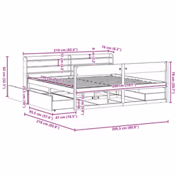 vidaXL Bed Frame without Mattress Bed Base Bedstead 200x200 cm Solid Wood Pine