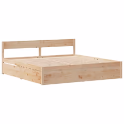 vidaXL Bed Frame without Mattress Bed Base Bedstead 200x200 cm Solid Wood Pine - Additional view 4