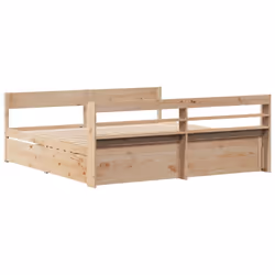 vidaXL Bed Frame without Mattress Bed Base Bedstead 200x200 cm Solid Wood Pine - Additional view 7