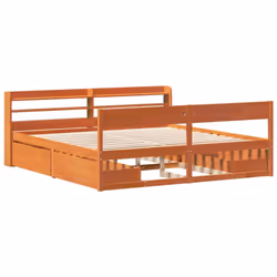 vidaXL Bed Frame without Mattress Bed Wax Brown 200x200 cm Solid Wood Pine - Additional view 2