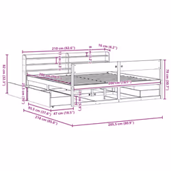 vidaXL Bed Frame without Mattress Bed Wax Brown 200x200 cm Solid Wood Pine - Additional view 3