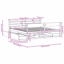 vidaXL Bed Frame without Mattress Bed 180x200 cm Super King Solid Wood Pine