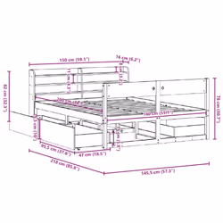 vidaXL Bed Frame without Mattress Bed Base Bedstead 140x200 cm Solid Wood Pine