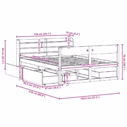 vidaXL Bed Frame without Mattress Bed Wax Brown 140x200 cm Solid Wood Pine