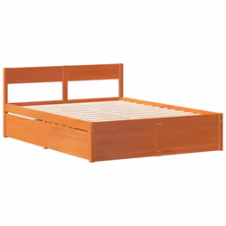 vidaXL Bed Frame without Mattress Bed Wax Brown 140x200 cm Solid Wood Pine - Additional view 4
