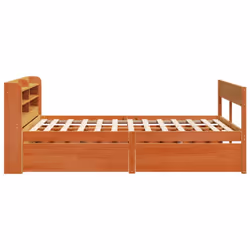 vidaXL Bed Frame without Mattress Bed Wax Brown 140x200 cm Solid Wood Pine - Additional view 6