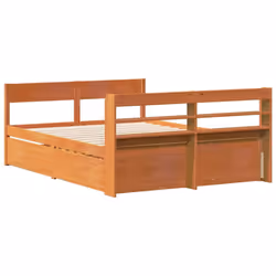 vidaXL Bed Frame without Mattress Bed Wax Brown 140x200 cm Solid Wood Pine - Additional view 7