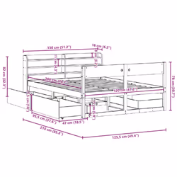 vidaXL Bed Frame without Mattress Bed Wax Brown 120x200 cm Solid Wood Pine