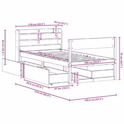 vidaXL Bed Frame without Mattress Bed Wax Brown 100x200 cm Solid Wood Pine