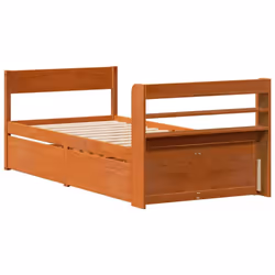 vidaXL Bed Frame without Mattress Bed Wax Brown 100x200 cm Solid Wood Pine - Additional view 7