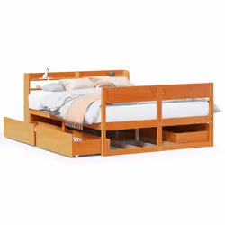vidaXL Bed Frame without Mattress Bed Wax Brown 140x190 cm Solid Wood Pine