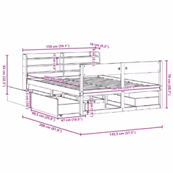vidaXL Bed Frame without Mattress Bed Wax Brown 140x190 cm Solid Wood Pine