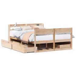 vidaXL Bed Frame without Mattress Bed Base 135x190 cm Double Solid Wood Pine