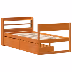 vidaXL Bed Frame without Mattress Bed Wax Brown Small Single Solid Wood Pine