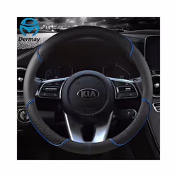 PU Leather  Car Steering Wheel Cover for Kia Ceed Sportage Picanto Cerato Seltos Soul Rio 3 4 5 Auto Accessories - D shape Red