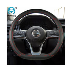 D Shape Steering Wheel Cover PU Leather for Nissan Rogue /Rogue Sport 2016 2017 2018 2019 2020 X-Trail 2017-2020 Car Styling - Red Thread