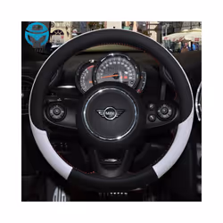 Leather Car Steering Wheel Cover for MINI Cooper R56 Clubman Countryman Clubvan Coupe Auto Accessories - White