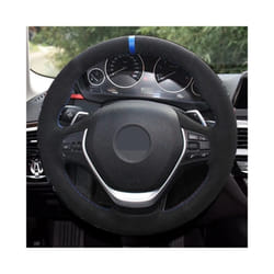 Customized Car Steering Wheel Cover Hand Sewing Black Suede Original Steering Wheel Braid For BMW F20 F21 F22 F23 F30 F31 F34 - Style 4