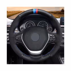 Customized Car Steering Wheel Cover Hand Sewing Black Suede Original Steering Wheel Braid For BMW F20 F21 F22 F23 F30 F31 F34 - Style 4