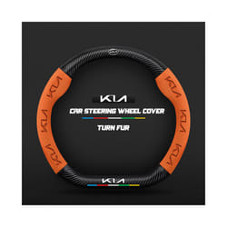Carbon Car Steering Wheel Cover for Kia Sportage Picanto Proceed Xceed Ceed Rio Cerato Soul Stonic Carens Morning Seltos Optima - D Orange