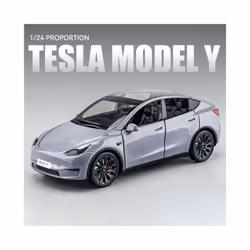 1:24 Tesla Model Y With Charging Pile Alloy Car Model Diecast Metal Toy Simulation Sound and Light Childrens Collectibles Gif ...