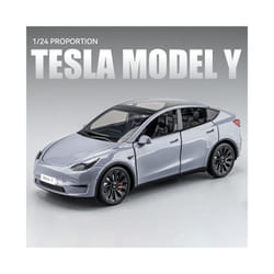 1:24 Tesla Model Y With Charging Pile Alloy Car Model Diecast Metal Toy Simulation Sound and Light Childrens Collectibles Gifts - Model Y Grey