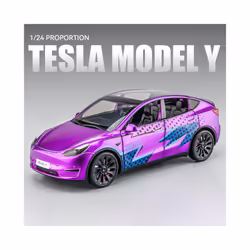 1:24 Tesla Model Y With Charging Pile Alloy Car Model Diecast Metal Toy Simulation Sound and Light Childrens Collectibles Gif ...