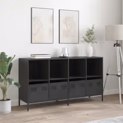 vidaXL Sideboard Olive Green 135x39x73.5 cm Cold-rolled Steel storage cabinet - black - Additional view 2