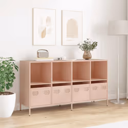 vidaXL Sideboard Olive Green 135x39x73.5 cm Cold-rolled Steel storage cabinet - pink - Additional view 2