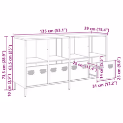 vidaXL Sideboard Olive Green 135x39x73.5 cm Cold-rolled Steel storage cabinet - pink - Additional view 3