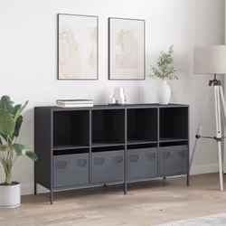 vidaXL Sideboard Olive Green 135x39x73.5 cm Cold-rolled Steel storage cabinet - anthracite - Additional view 2