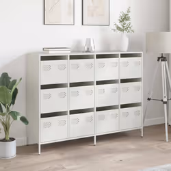 vidaXL Sideboard Black 135x39x103.5 cm Cold-rolled Steel storage cabinet - white - Additional view 2