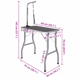 vidaXL Bath Grooming Table for Dogs Cats Pets Adjustable 1 Loop Beauty Table