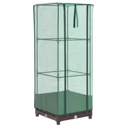 vidaXL Raised Bed with Greenhouse Cover Plant Box Garden Planter Rattan Look - brown, 40 x 40 x 123 cm - Additional view 5