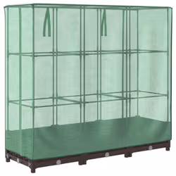 vidaXL Raised Bed with Greenhouse Cover Plant Box Garden Planter Rattan Look - brown, 120 x 40 x 123 cm - Additional view 5