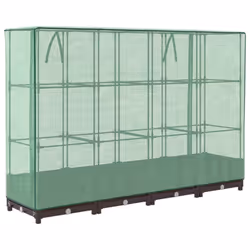vidaXL Raised Bed with Greenhouse Cover Plant Box Garden Planter Rattan Look - brown, 160 x 40 x 123 cm - Additional view 5