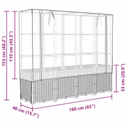vidaXL Raised Bed with Greenhouse Cover Plant Box Garden Planter Rattan Look - brown
