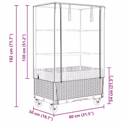 vidaXL Raised Bed with Cover and Wheels Plant Box Garden PlanterÃÂ Rattan Look - brown - Additional view 8