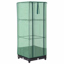 vidaXL Raised Bed with Greenhouse Cover Plant Box Garden Planter Rattan Look - black, 40 x 40 x 123 cm