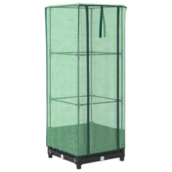 vidaXL Raised Bed with Greenhouse Cover Plant Box Garden Planter Rattan Look - black, 40 x 40 x 123 cm