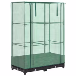 vidaXL Raised Bed with Greenhouse Cover Plant Box Garden Planter Rattan Look - black, 80 x 40 x 123 cm