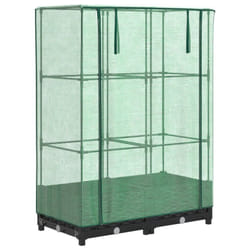 vidaXL Raised Bed with Greenhouse Cover Plant Box Garden Planter Rattan Look - black, 80 x 40 x 123 cm