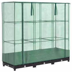 vidaXL Raised Bed with Greenhouse Cover Plant Box Garden Planter Rattan Look - black, 120 x 40 x 123 cm