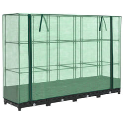 vidaXL Raised Bed with Greenhouse Cover Plant Box Garden Planter Rattan Look - black, 160 x 40 x 123 cm