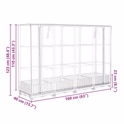vidaXL Raised Bed with Greenhouse Cover Plant Box Garden Planter Rattan Look - black, 160 x 40 x 123 cm